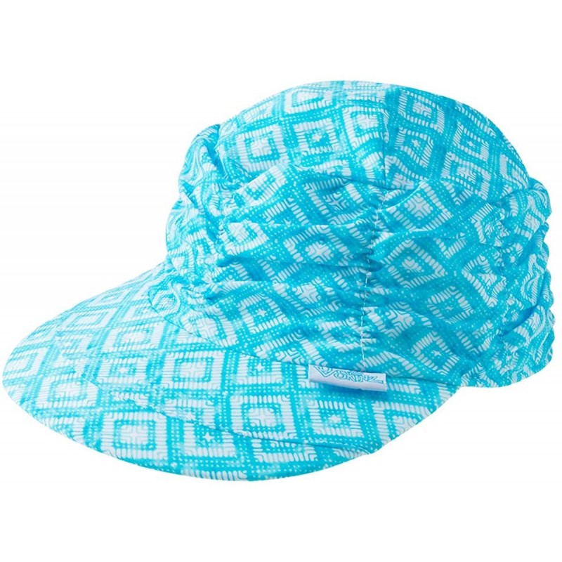 Sun Hats UPF 50+ Womens Ruched Sun Cap - Aqua Diamond - CL18RZDXY4Z $23.71