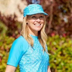 Sun Hats UPF 50+ Womens Ruched Sun Cap - Aqua Diamond - CL18RZDXY4Z $23.71