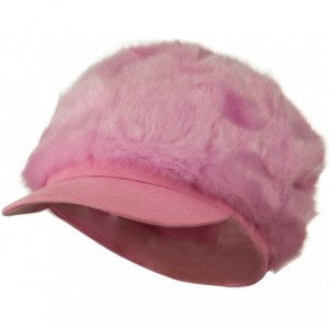 Newsboy Caps Silky Faux Fur Newsboy Hat - Pink W15S55F - CI11C0N85IL $35.33