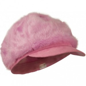 Newsboy Caps Silky Faux Fur Newsboy Hat - Pink W15S55F - CI11C0N85IL $18.27