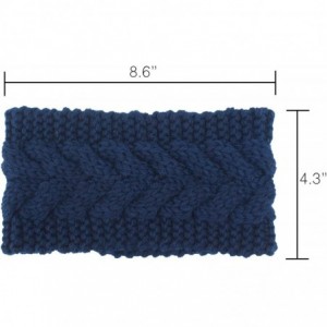 Headbands Womens Plain Braided Winter Knit Crochet Headband- Warm Knitted Hat Head - Dark Blue - CN12NZQAD6P $18.80