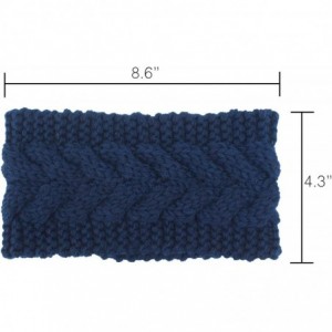 Headbands Womens Plain Braided Winter Knit Crochet Headband- Warm Knitted Hat Head - Dark Blue - CN12NZQAD6P $8.25