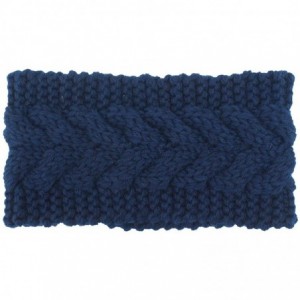 Headbands Womens Plain Braided Winter Knit Crochet Headband- Warm Knitted Hat Head - Dark Blue - CN12NZQAD6P $8.25