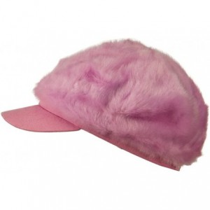 Newsboy Caps Silky Faux Fur Newsboy Hat - Pink W15S55F - CI11C0N85IL $30.86