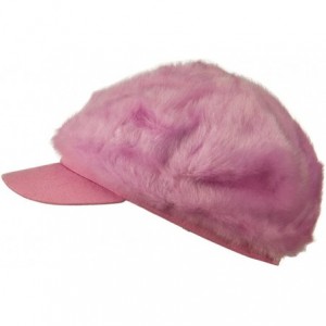 Newsboy Caps Silky Faux Fur Newsboy Hat - Pink W15S55F - CI11C0N85IL $18.27