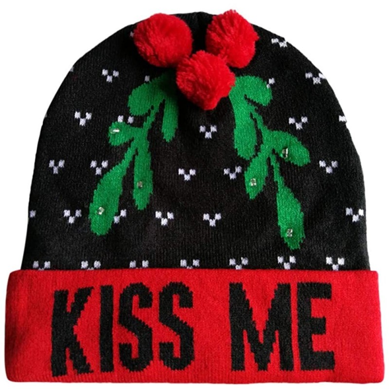 Skullies & Beanies Knitted Christmas LED Beanie- Witspace Unisex Xmas Light-up Cute Hat 3D Pattern Christams Gift Clothes Acc...