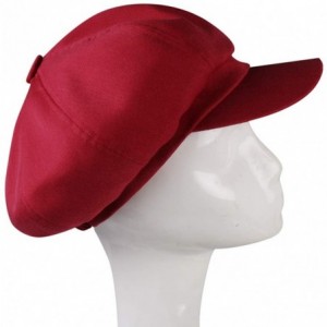 Newsboy Caps Newsboy Cap for Women Spring Summer Cotton Linen Gatsby Visor Hat - Wine Red - CD18QKO8UKE $12.58