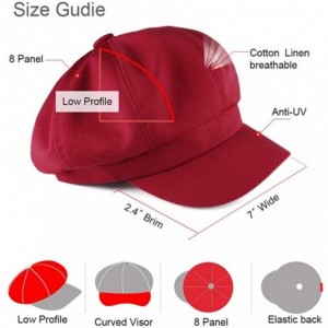 Newsboy Caps Newsboy Cap for Women Spring Summer Cotton Linen Gatsby Visor Hat - Wine Red - CD18QKO8UKE $12.58