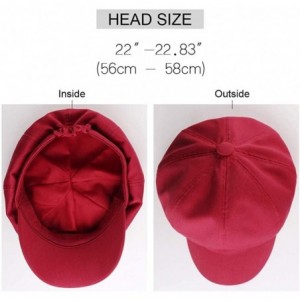 Newsboy Caps Newsboy Cap for Women Spring Summer Cotton Linen Gatsby Visor Hat - Wine Red - CD18QKO8UKE $12.58