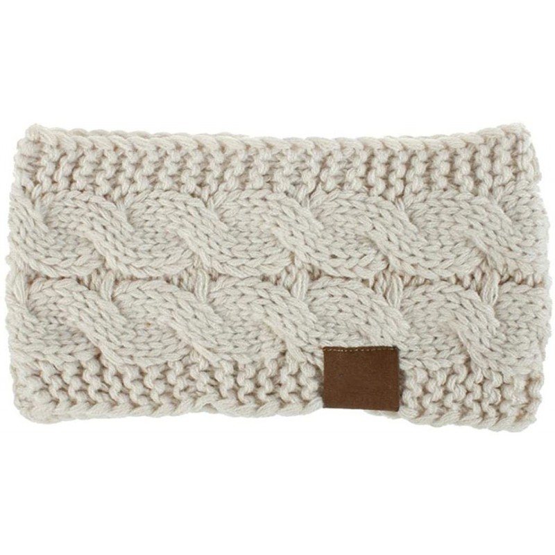 Headbands Women Autumn Winter Soft Elastic Wool Knit Headband Sports Wide Stretch Hair Band Headwear - Beige - CO193YW95MW $9.22