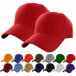 Baseball Caps Set of 2 Plain Adjustable Baseball Cap Classic Adjustable Hat Men Women Unisex Ballcap 6 Panels - Red-2pack - C...