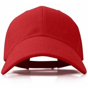 Baseball Caps Set of 2 Plain Adjustable Baseball Cap Classic Adjustable Hat Men Women Unisex Ballcap 6 Panels - Red-2pack - C...