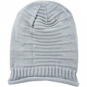 Skullies & Beanies Women Men Winter Knit Slouch Cap - Grey - CE11NMTB3CR $21.46
