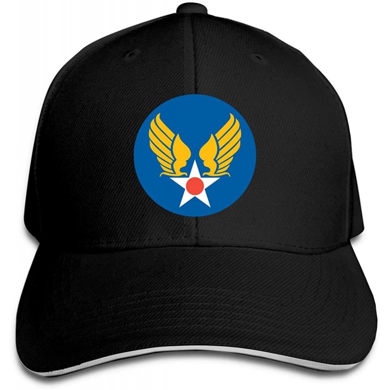 Baseball Caps US Army Air Corps Hap Arnold Wings Adjustable Hat Baseball Cap Sandwich Cap - Black - C218TSCYQGR $16.64