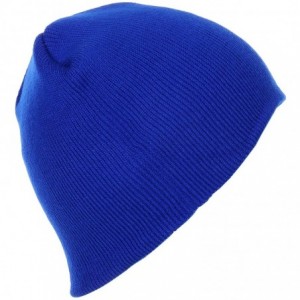 Skullies & Beanies Thick Plain Knit Beanie Slouchy Cuff Toboggan Daily Hat Soft Unisex Solid Skull Cap - Blue - CD188Z90GNL $...