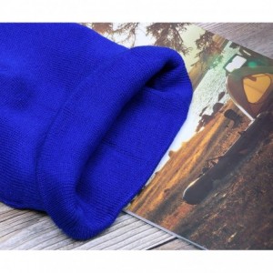 Skullies & Beanies Thick Plain Knit Beanie Slouchy Cuff Toboggan Daily Hat Soft Unisex Solid Skull Cap - Blue - CD188Z90GNL $...