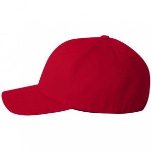 Baseball Caps Fitted Mid-Profile Structured Wool Cap (Red- Large/X-Large) - CK1191ZH4FL $19.23
