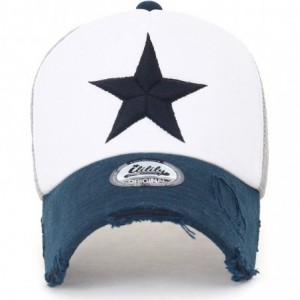 Baseball Caps Star Embroidery tri-Tone Trucker Hat Adjustable Cotton Baseball Cap - White/Navy - C618C3RZ455 $17.50