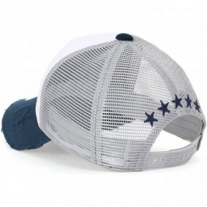 Baseball Caps Star Embroidery tri-Tone Trucker Hat Adjustable Cotton Baseball Cap - White/Navy - C618C3RZ455 $17.50