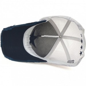 Baseball Caps Star Embroidery tri-Tone Trucker Hat Adjustable Cotton Baseball Cap - White/Navy - C618C3RZ455 $17.50