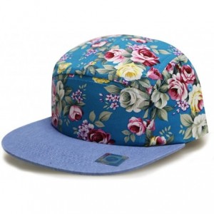 Baseball Caps Mexcian Patterned 5 Panel Hats - Rose Turquoise - CV11ZP1NB3J $10.48