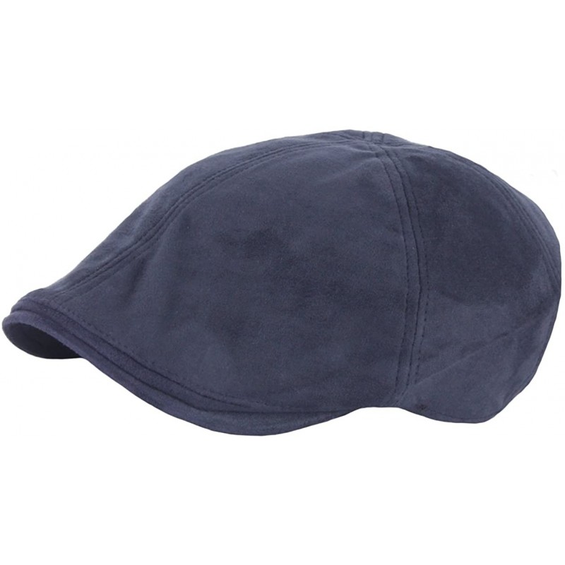 Baseball Caps Simple Suede Feel Soft Ivy Cap Cabbie Newsboy Beret Gatsby Flat Driving Hat - Navy - CR12NTQV9MM $21.07