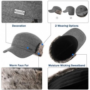 Skullies & Beanies Mens Fitted 30% Wool Ear Flaps Military Army Winter Elmer Fudd Hunter Cold Weather Hat Baseball Cap Black ...