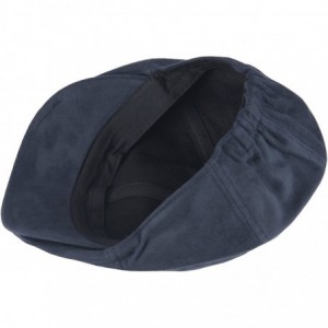 Baseball Caps Simple Suede Feel Soft Ivy Cap Cabbie Newsboy Beret Gatsby Flat Driving Hat - Navy - CR12NTQV9MM $21.07