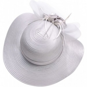 Sun Hats Women Satin CRIN Kentucky Derby Wide Brim Sun Hat A433 - Grey - C517YY4L69I $17.15