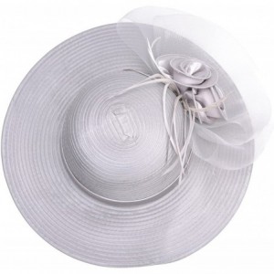 Sun Hats Women Satin CRIN Kentucky Derby Wide Brim Sun Hat A433 - Grey - C517YY4L69I $17.15