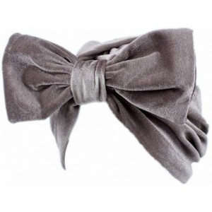 Skullies & Beanies Women Solid Bow Pre Tied Cancer Chemo Hat Beanie Turban Stretch Head Wrap Cap - Gray - CZ185YIEUDT $8.75