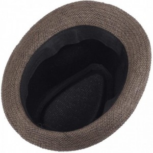 Sun Hats Unisex Men Women Straw Fedora Trilby Hat Summer Beach Sun Jazz Cap - Coffee - CH11L1D5FF7 $8.10