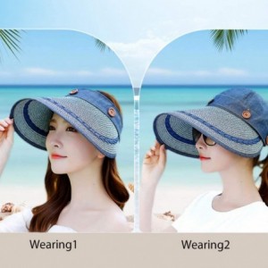 Sun Hats Visor for Women Large Brim Sun Hats UV Protection Foldable Detachable Travel Beach Hat - Grey - CF18TIEA73Q $12.68