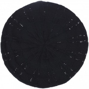 Berets Chic Soft Knit Airy Cutout Lightweight Slouchy Crochet Beret Beanie Hat - 2-pack Black & Black - C718LEIZOYC $16.00