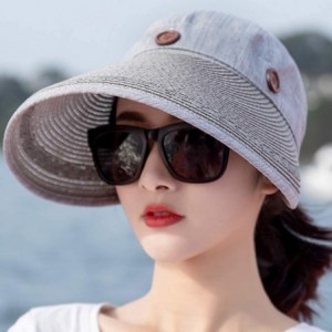 Sun Hats Visor for Women Large Brim Sun Hats UV Protection Foldable Detachable Travel Beach Hat - Grey - CF18TIEA73Q $12.68