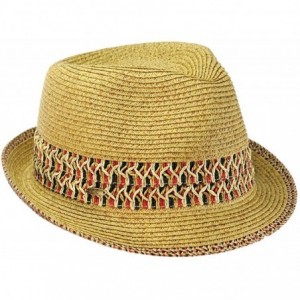Fedoras Multicolored Weaved Band and Trim Stingy Trilby Fedora Hat - Red - CC12E37MYE7 $7.86
