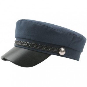 Newsboy Caps Yacht Sailor Captain Hat Linen Fiddler Fisherman Cap Newsboy (M-L/56-58cm) - Navy - C118N75SXGO $10.74