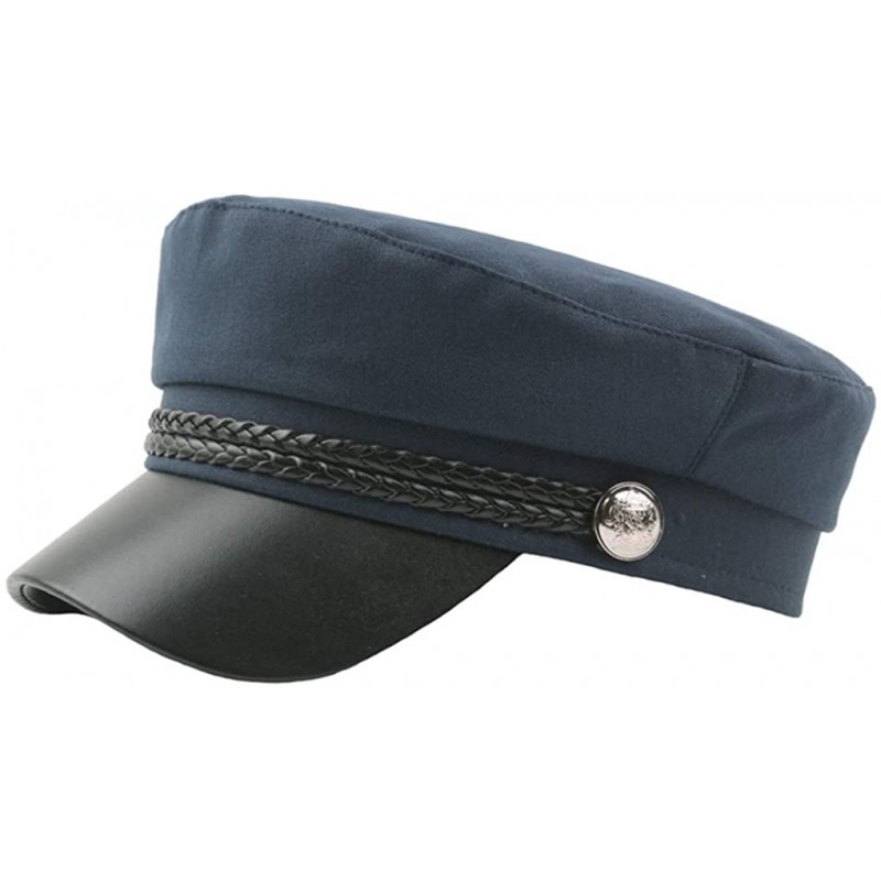 Newsboy Caps Yacht Sailor Captain Hat Linen Fiddler Fisherman Cap Newsboy (M-L/56-58cm) - Navy - C118N75SXGO $10.74