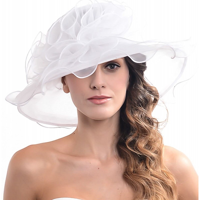 Sun Hats Women's Kentucky Derby Dress Tea Party Church Wedding Hat S609-A - S019-white - CN18CL6462E $13.91