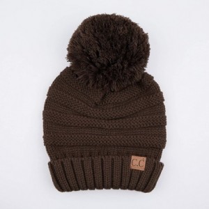 Skullies & Beanies Hatsandscarf CC Exclusives Unisex Oversized Slouchy Beanie with Pom (HAT-6242POM) --brown - C018WIS9GXI $1...