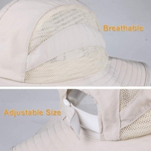 Sun Hats Sun Hats for Women Wide Brim Sun Protection Boonie Hat Cap with Ponytail Hole - Beige - CO18WKEKWNC $13.56