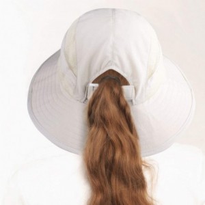 Sun Hats Sun Hats for Women Wide Brim Sun Protection Boonie Hat Cap with Ponytail Hole - Beige - CO18WKEKWNC $13.56