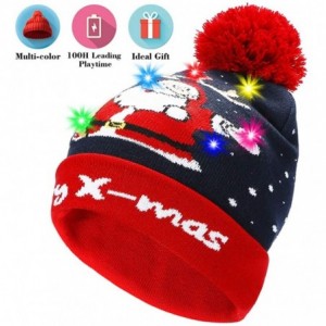 Skullies & Beanies Light Up Hat Beanie LED Ugly Xmas Party Beanie Cap Flashing Christmas Hat Knitted Cap for Women Kids - C71...