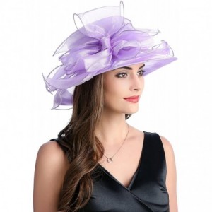 Sun Hats Women's Kentucky Derby Sun Hat Church Party Wedding Dress Organza Hat - Purple - CZ18CSMWKAU $11.78