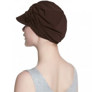 Newsboy Caps Breathable Bamboo Lined Cotton Hat and Scarf Set for Women - Coffee Diamonds - CG18NNZUKYW $14.43