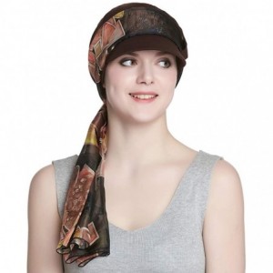 Newsboy Caps Breathable Bamboo Lined Cotton Hat and Scarf Set for Women - Coffee Diamonds - CG18NNZUKYW $14.43