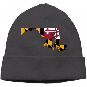 Skullies & Beanies Maryland Flag Map Stylish Watch Hat - Black - CB12MXPXTHJ $11.60