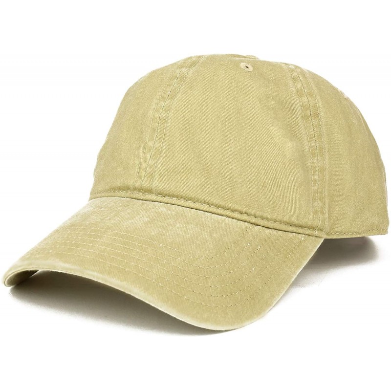 Baseball Caps Low Profile Plain Washed Pigment Dyed 100% Cotton Twill Dad Cap - Khaki - C512O4W1CVZ $14.64