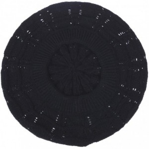 Berets Chic Soft Knit Airy Cutout Lightweight Slouchy Crochet Beret Beanie Hat - 2-pack Black & Black - C718LEIZOYC $32.01