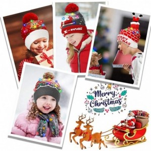 Skullies & Beanies Light Up Hat Beanie LED Ugly Xmas Party Beanie Cap Flashing Christmas Hat Knitted Cap for Women Kids - C71...